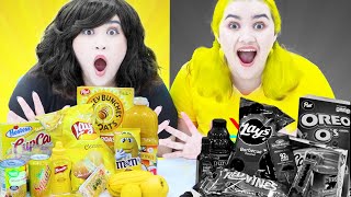 BLACK VS YELLOW FOOD CHALLENGE FOR 24 HOURS  MUKBANG ONLY IN 1 COLOR BY CRAFTY HACKS PLUS [upl. by Bik]