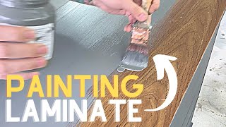 Yes you CAN paint LAMINATE FURNITURE Mid Century Style Dresser Makeover [upl. by Bernstein]