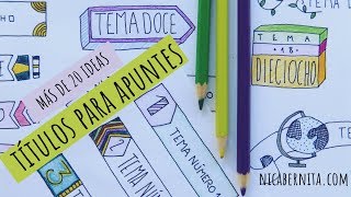 TÍTULOS BONITOS y FÁCILES para decorar apuntes 📚 MÁS DE 20 IDEAS para decorar cuadernos [upl. by Hovey323]