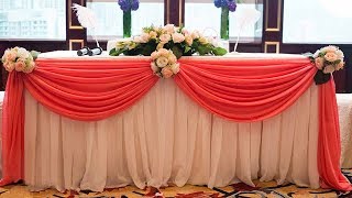 How To Swag Table and decorate with flowers  Table Cloth Decoration  Tutorial [upl. by Pardew]