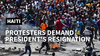 Haiti Protesters take to the streets of the capital PortauPrince  AFP [upl. by Anastassia]