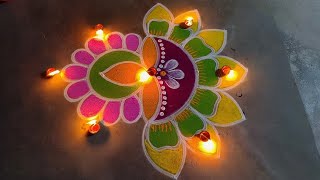 Karthigai deepam 2022 villaku kolam 31dots Beautiful diya muggulu Super rangoliAmazing rangoli [upl. by Delaryd]