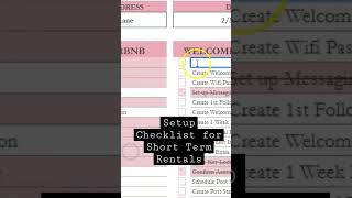 Setup Checklist for short term rental properties on Airbnb Checklist Template Excel Spreadsheet [upl. by Timotheus192]