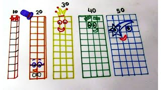 LEARN TO DRAW NUMBERBLOCKS 102030405060708090 AND 100 FOR KIDS [upl. by Sherard]