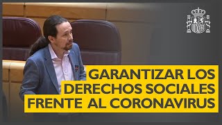 Las medidas del Gobierno para garantizar los Derechos Sociales  Pablo Iglesias en el Senado [upl. by Witcher989]