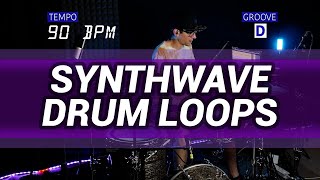 Synthwave drum loops 90 BPM  The Hybrid Drummer [upl. by Nordek873]