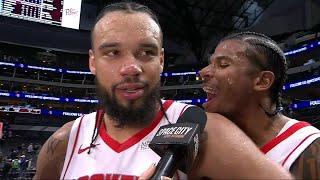 Jalen Green hypes up Dillon Brooks as he talks about the Rockets shocking the world vs Mavs [upl. by Schnurr]