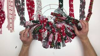 DIY CHRISTMAS FABRIC WREATH [upl. by Assenat]