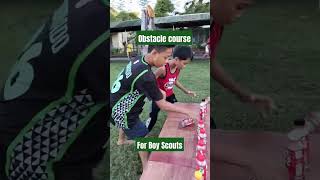 Easy setup Obstacle course for boy scouts bsp camping scouting games [upl. by Enisamoht]