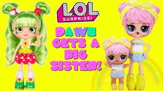 LOL SURPRISE Dawn Gets A Big Sister DIY Shopkins Shoppie Doll Blossom Apples Custom Makeover [upl. by Wilona]