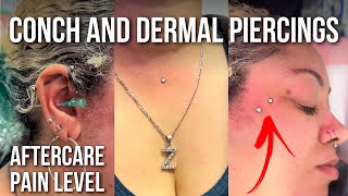 Pain Level amp Aftercare Vlog 💎 Conch amp Dermal Piercing undergroundbodypiercing [upl. by Clotilde]