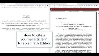 How to cite a journal article Turabian 9th edition [upl. by Enimzaj]