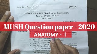 Anatomy  1 l MBBS first year Questions paper l MUHS Nashik University l 2020 l BATCH  19 l [upl. by Meir]