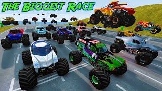 The Biggest Monster Truck Race  Grave Digger Vs Megalodon Vs El Toro Loco [upl. by Airotahs]