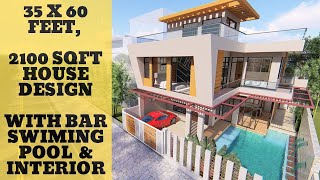 35X60 Feet  2100 SQFT House Design with Swimming Pool  House Interior Idea  ID034 [upl. by Neeloj]