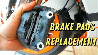 KTM 390 Front amp Rear Brake Pads Replacement at Home [upl. by Victor]