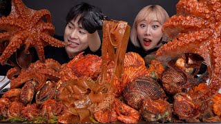 SUBASMR MUKBANG 레전드컴백🔥핵매운🐙🦀해산물먹방3탄🦐🦑문어대왕키조개꽃게낙지블랙타이거새우전복각종해물미나리까지SpicySeafoodEatingshow [upl. by Draper]