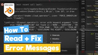 Blender Python Tutorial  Read an Error Message and how to Fix it learn python for beginners [upl. by Borchert]