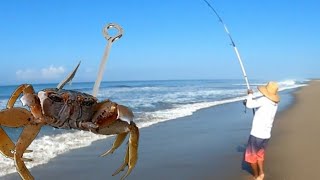 PESCADO CON CANGREJO  pesca de playa [upl. by Notyad849]