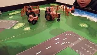 Tractor Tipping Cars with Mater Frank amp Lightning [upl. by Enelime]