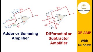 Adder or Summing Amplifier  Differential or Subtractor Amplifier  OP AMP  Part 4 [upl. by Arianna]