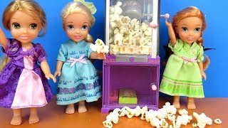 Sleepover  Elsa and Anna toddlers  Popcorn  Rapunzel  movie  pizza [upl. by Maclean]