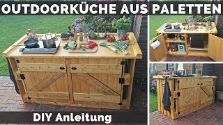 Outdoor Küche selber bauen  Paletten Außenküche DIY  Kücheninsel  Palettenmöbel Garten Tisch [upl. by Middendorf418]