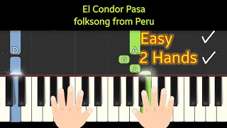 El Condor Pasa  folksong from Peru  piano tuorial two hands easy [upl. by Nalod]