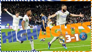 HIGHLIGHTS  Real Madrid 31 PSG  UEFA Champions League [upl. by Ecnerrot799]