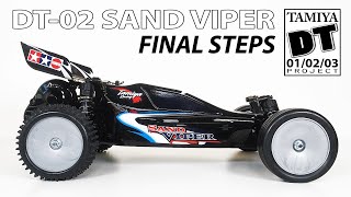 Tamiya DT010203 Project 11 Finishing the Tamiya Sand Viper DT02 Body Wheels Tires [upl. by Vaughn]