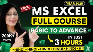 MS Excel Full Course in Hindi  Basic to Advanced  Learn Excel in Just 3 Hours [upl. by Cyler]