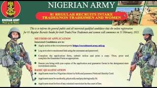 How To Join The Nigerian Army NIGERIAN ARMY RECRUITMENT COMMENCES FEBRUARY 15TH 2021 [upl. by Eelan78]