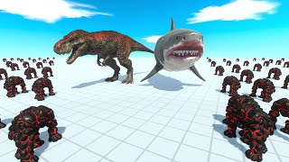 Tyrannosaurus Allied with Aquatics VS Mutant Golem  Animal Revolt Battle Simulator [upl. by Eerat]