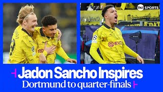 Jadon Sancho inspires Borussia Dortmund to Champions League quarterfinals 🟡⚫️ [upl. by Sonitnatsnoc]