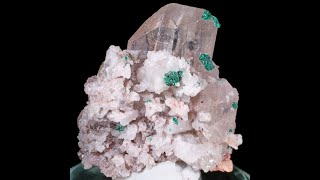 Cerussite Crystal with Malachite and Wulfenite Tsumeb Mine Namibia [upl. by Wrightson704]