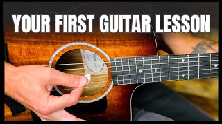 Your FIRST Guitar Lesson  START HERE Play Your First Song [upl. by Ynattir]