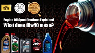 Engine Oil Specifications Explained  What does 10w40 mean [upl. by Aisauqal]