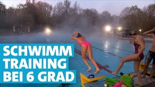 Schwimmtraining bei Eiseskälte [upl. by Enovad]