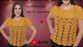 💖BLUSA HOJAS CON ABANICOS A CROCHET PARTE 3 TODAS LAS TALLAS REGALO PARA MAMA 3BONITA Y ELEGANTE [upl. by Leandra]