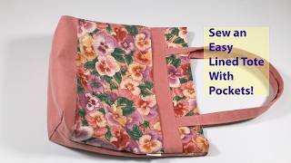 DIY Easy Lined Tote Bag with Pockets  Upcycling Tutorial for Beginners [upl. by Moser]