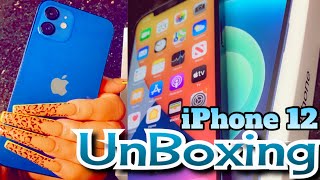 BLUE iPhone 12 UNBOXING  COMPARISON [upl. by Obeded]