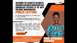 PUBLIC HYBRID LECTURE Professor Oyeronke Oyewumi [upl. by Australia]