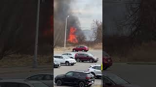 Brush fire at Massasoit Community College Brockton Massachusetts [upl. by Akihsat]