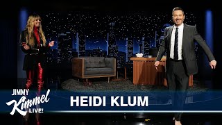 Heidi Klum amp Jimmy Kimmel Train to Walk in High Heels with Raw Eggs [upl. by Eikcor686]