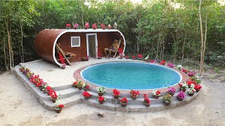 Two men built a mud house and a beautiful swimming pool to live in the forest [upl. by Pauli]