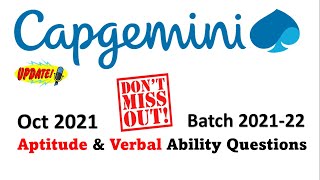 📢 Capgemini Verbal Ability Questions  Capgemini aptitude questions 2021 [upl. by Notlad]