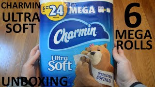 Unboxing Charmin Ultra Soft 6 Mega Rolls Of Toilet Paper [upl. by Rog]