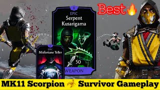 MK11 Scorpion Survivor Mode Elder Tower Gameplay  He is simply too fast 🔥  MK Mobile [upl. by Runkle]