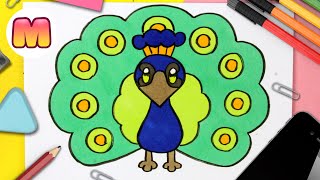 COMO DIBUJAR UN PAVO REAL KAWAII  dibujos kawaii faciles  Dibujar animales kawaii [upl. by Ajat899]