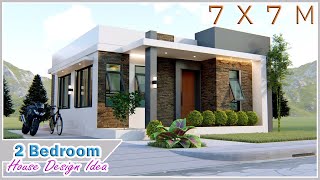 Modern BoxType House Design idea  7 x 7 meters  2 Bedroom Minimalist House [upl. by Andrus714]